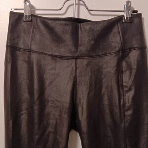 Athleta delancey gleam tight legging womens medium black leather pants pockets